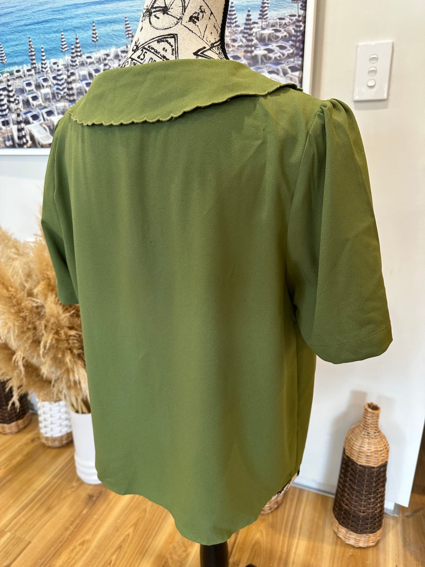 Princess Highway Blouse 14 Olive Green