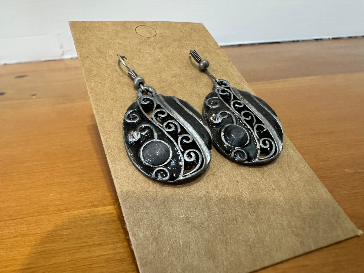 Earrings Black and silver