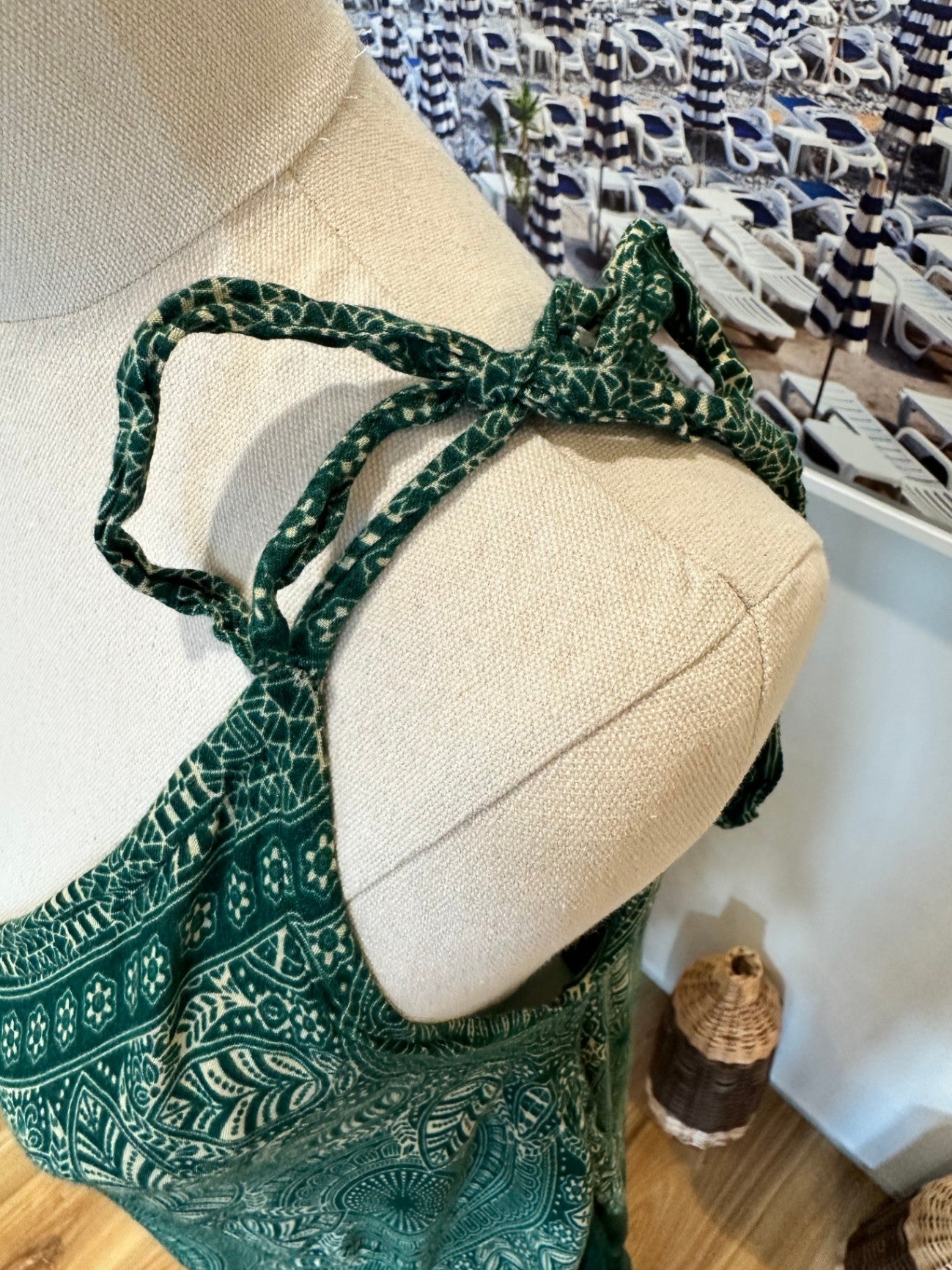 Boho Jumpsuit One Size Green and beige