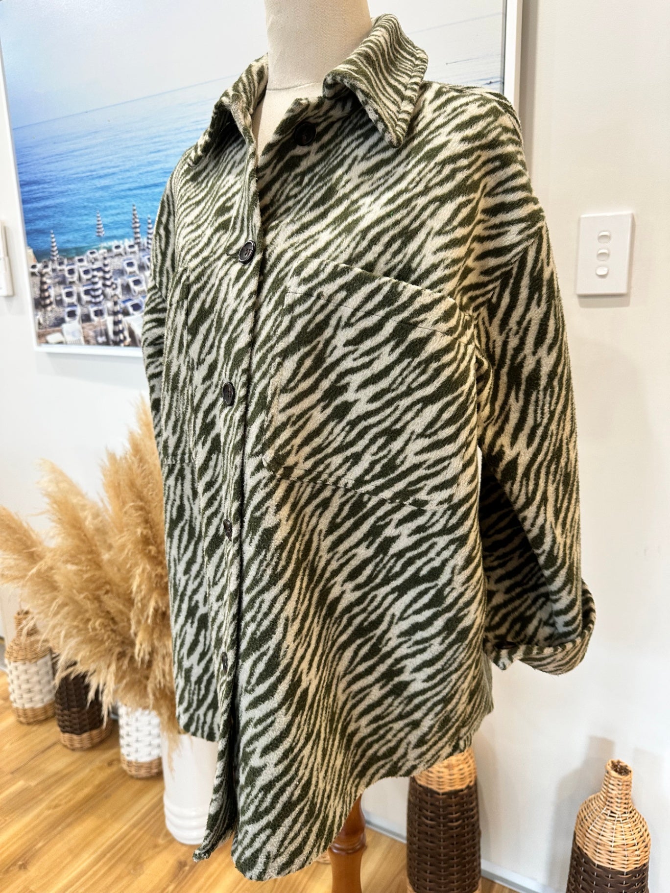 Cotton On Coat Extra Small Beige and Green