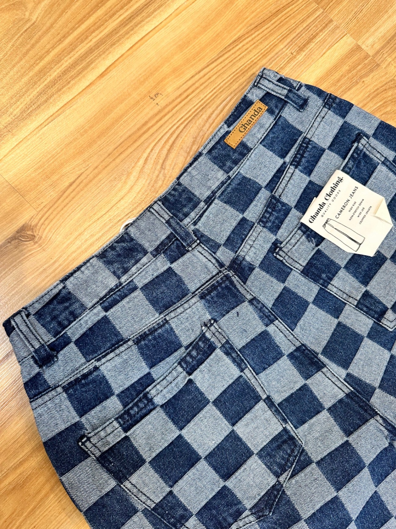 Ghanda Jeans 10 Blue and gray checkered pattern