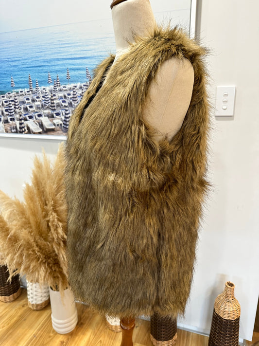 Dotti - Faux Fur -  Vest 12 Brown