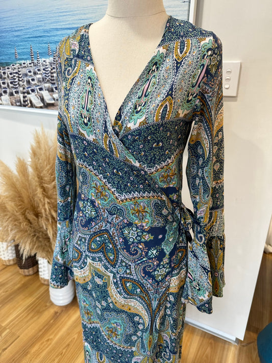 Boho Maxi  Dress - Wraparound - Small