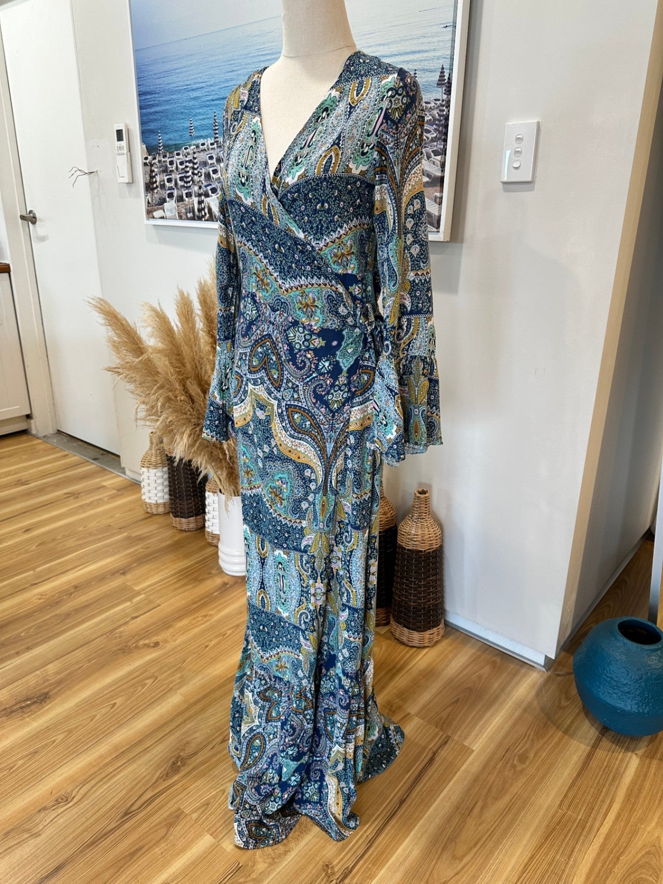 Boho Maxi Dress - Wraparound - Small