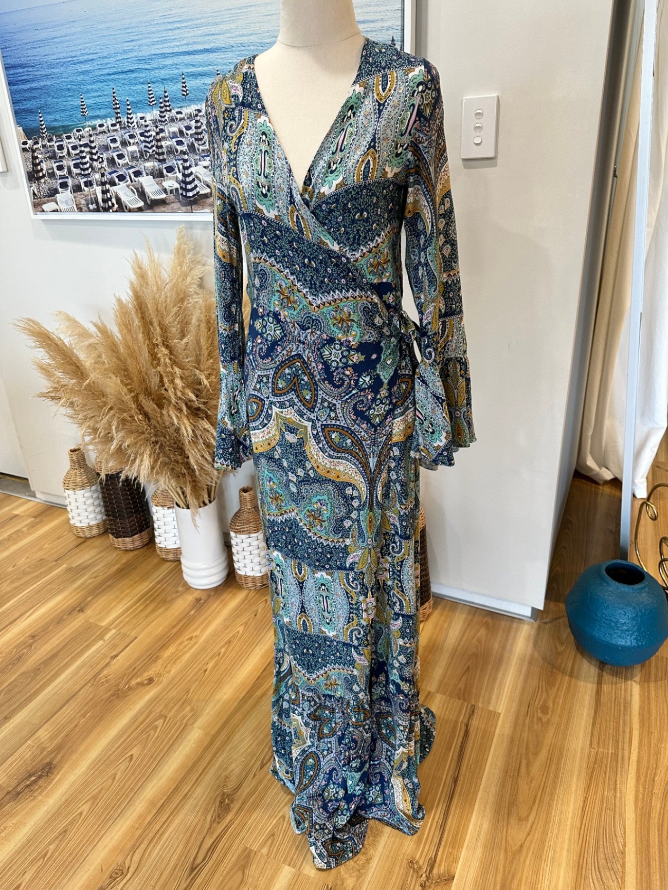 Boho Maxi Dress - Wraparound - Small
