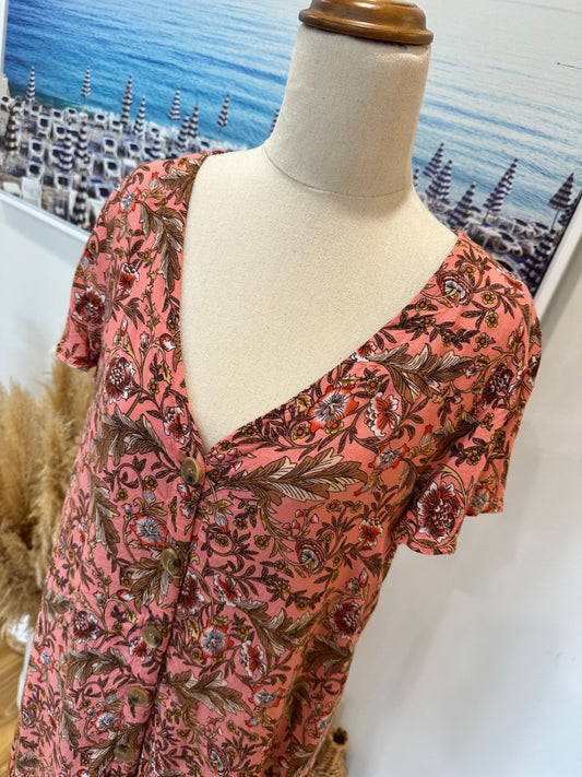 Grace & Co Dress 12 Pink with multicolor floral pattern