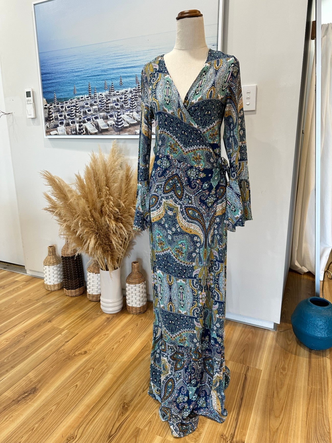 Boho Maxi Dress - Wraparound - Small