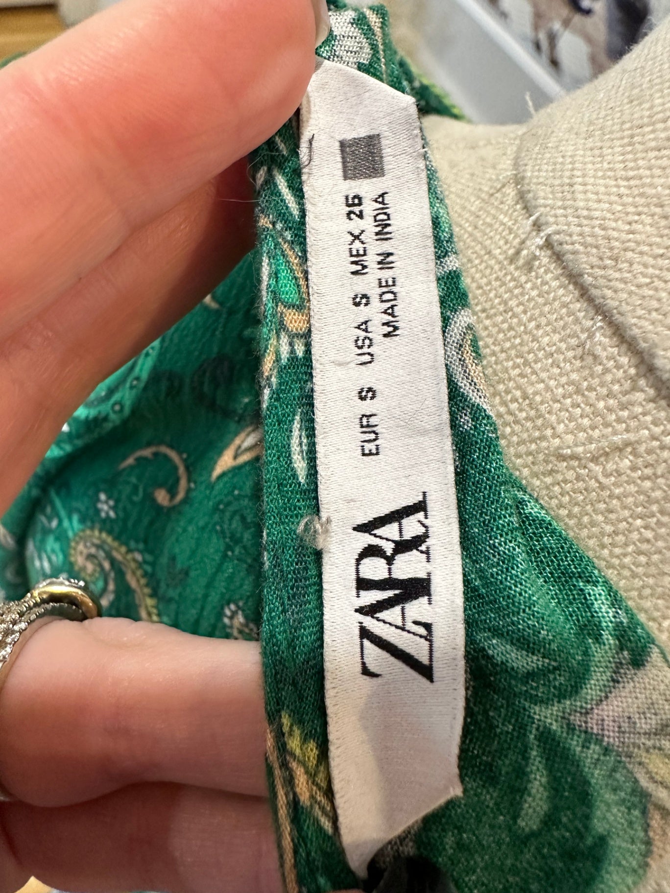 Zara Jumpsuit Small Green with floral print
