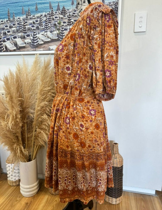 Boho Dress - Small - Burnt orange & purple