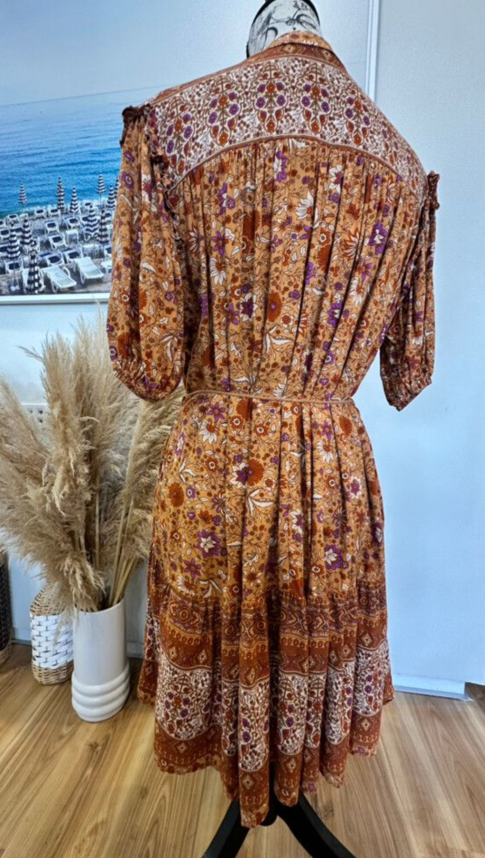 Boho Dress - Small - Burnt orange & purple