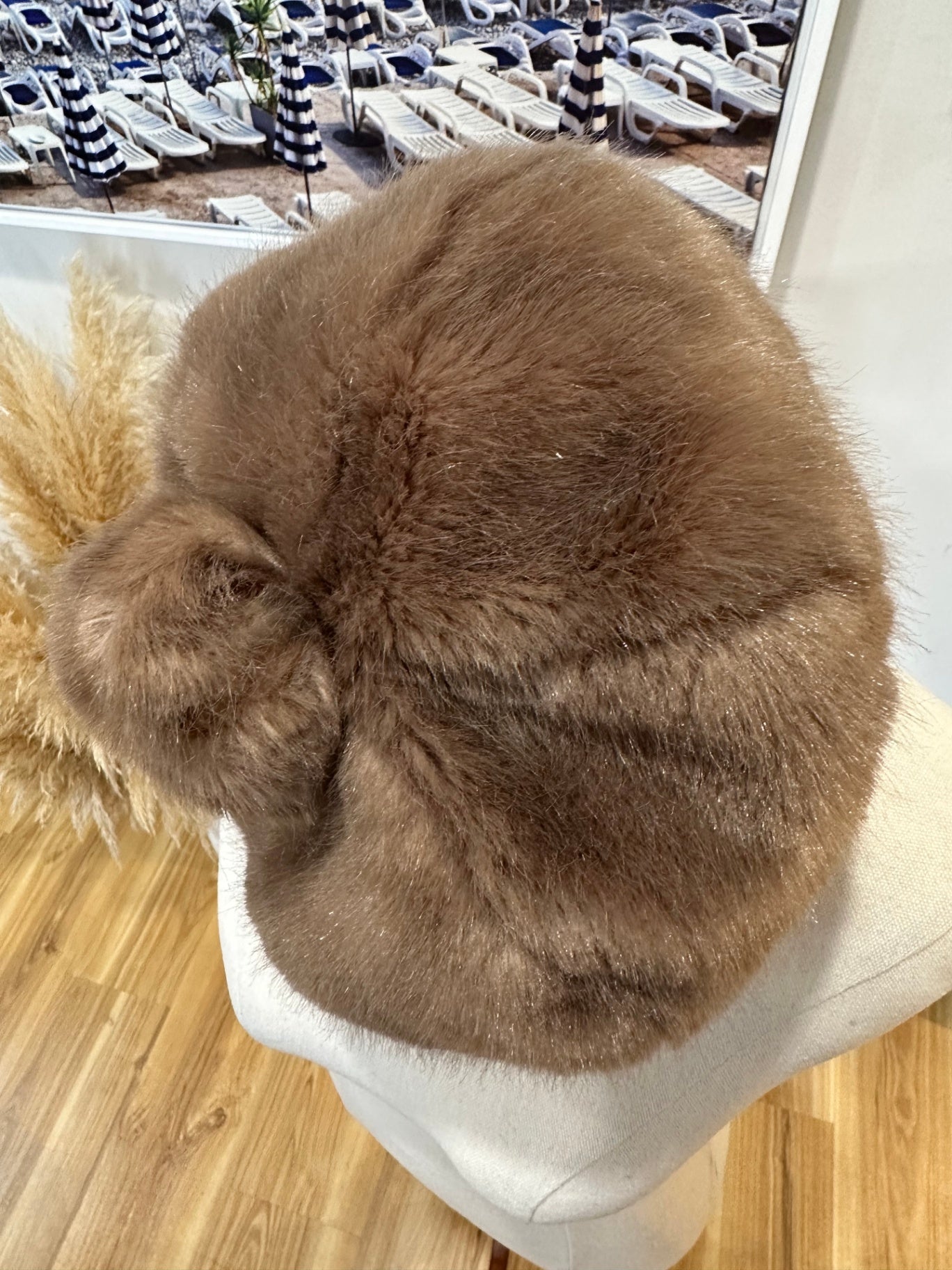 Vintage Faux Fur Coat w matching hat - Large