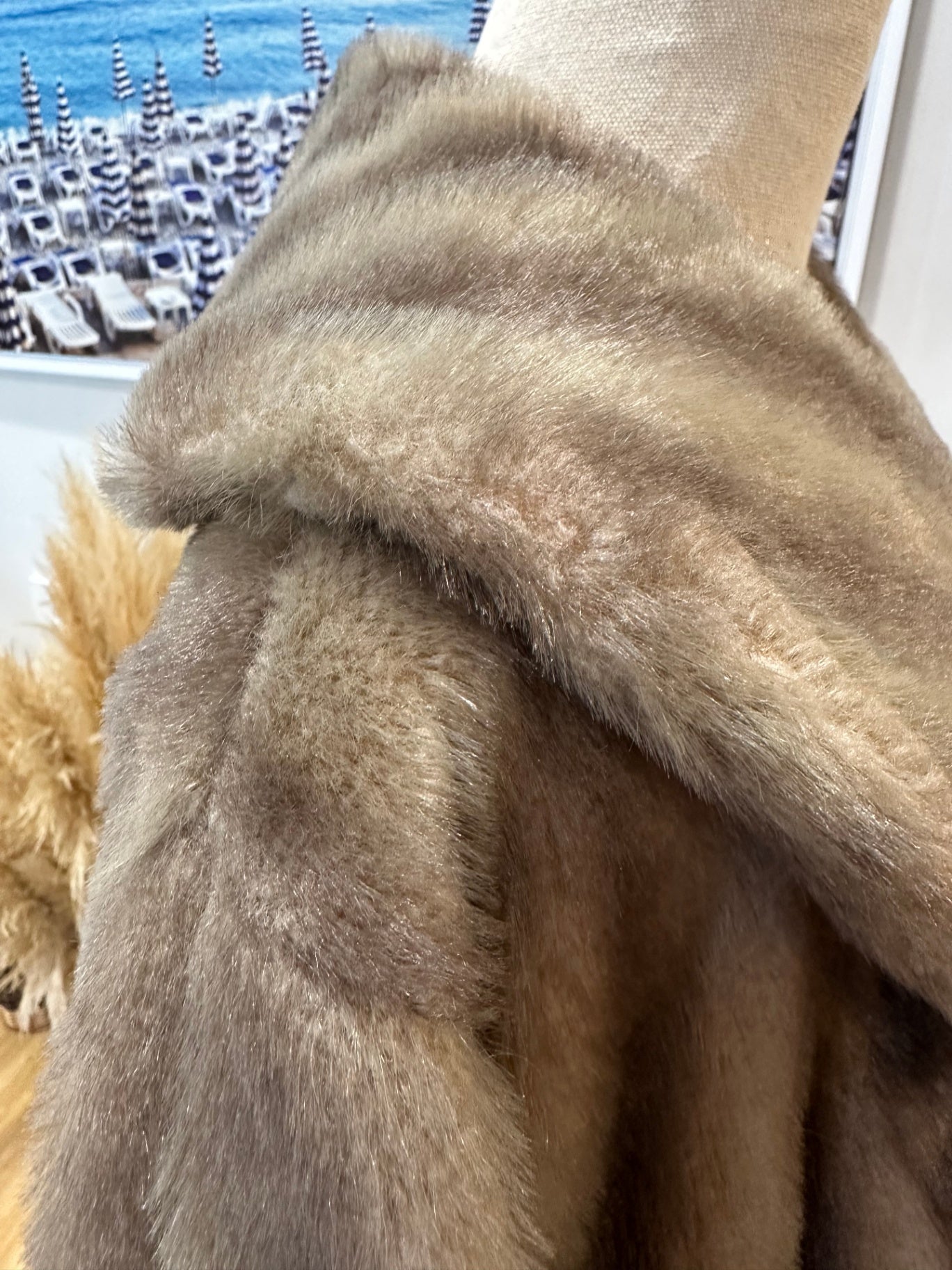 Vintage Faux Fur Coat w matching hat - Large
