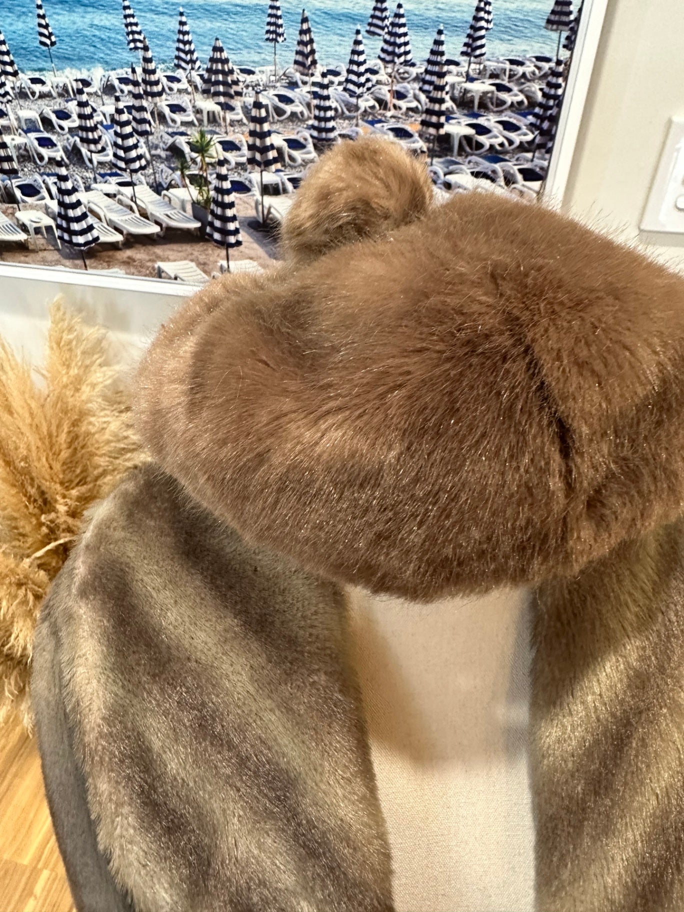 Vintage Faux Fur Coat w matching hat - Large