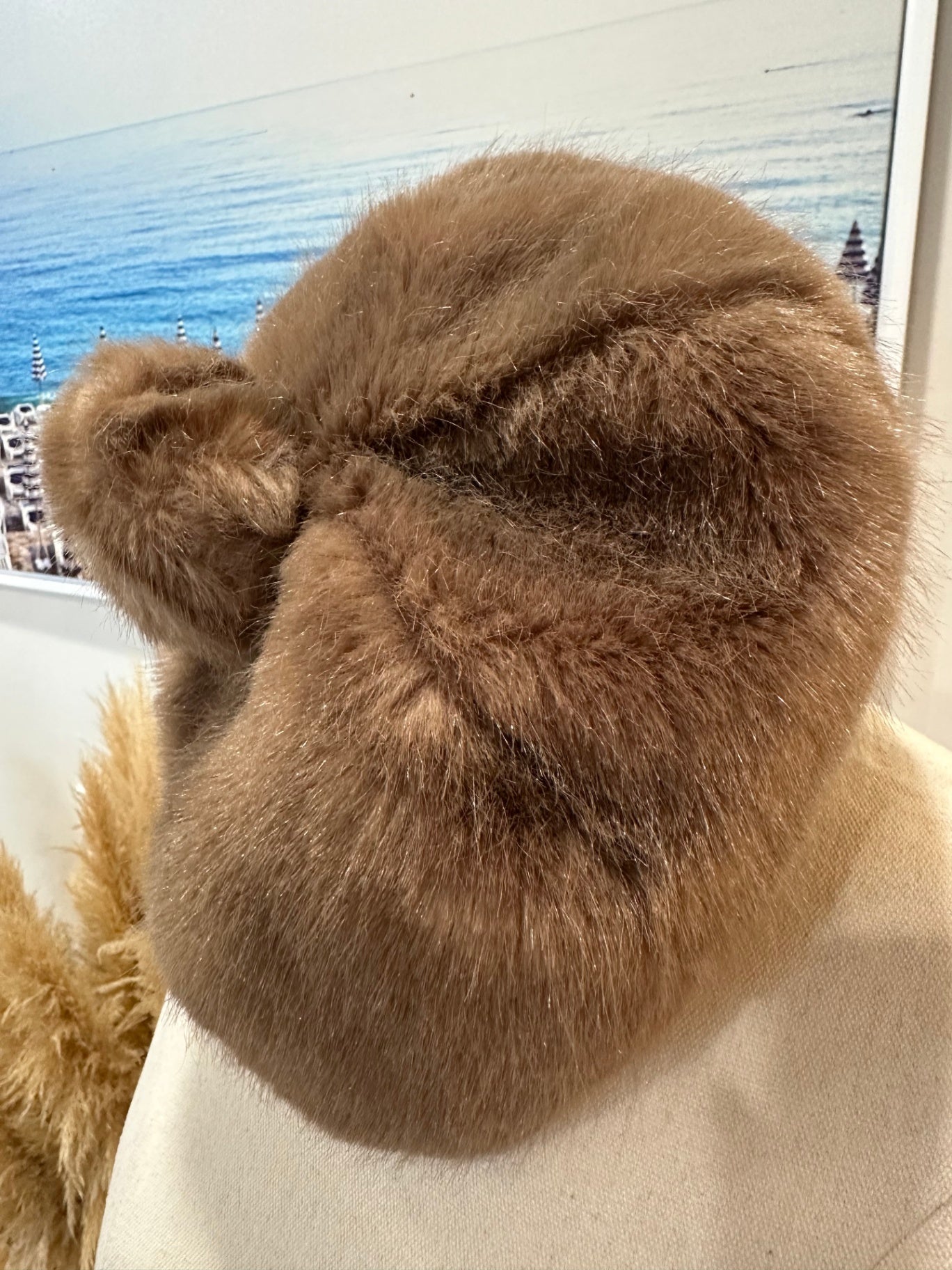 Vintage Faux Fur Coat w matching hat - Large