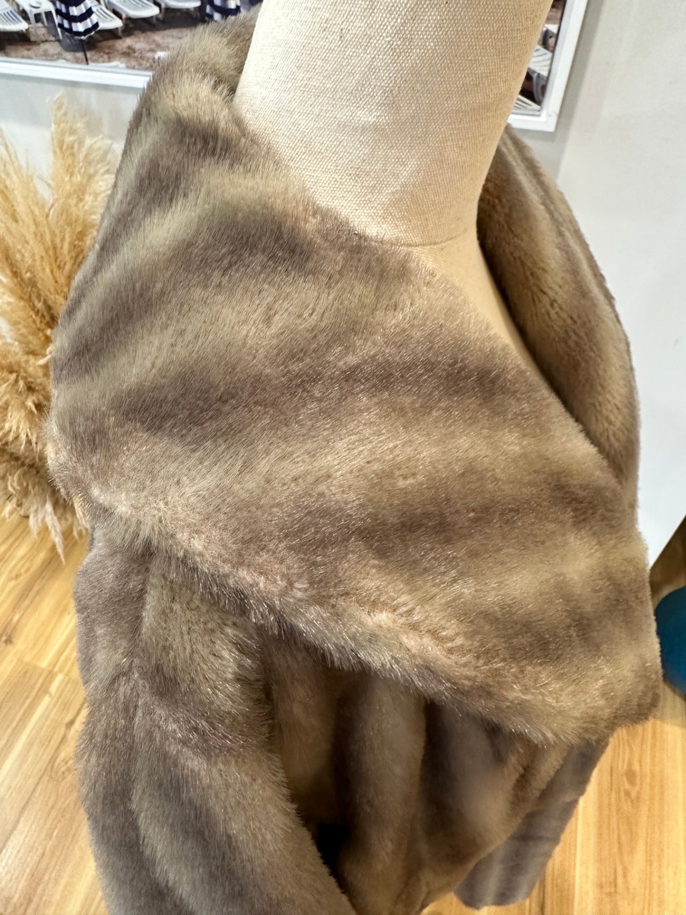 Vintage Faux Fur Coat w matching hat - Large