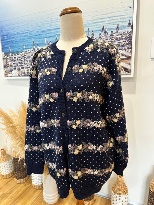 Vintage 90's Cardigan 10 Navy blue