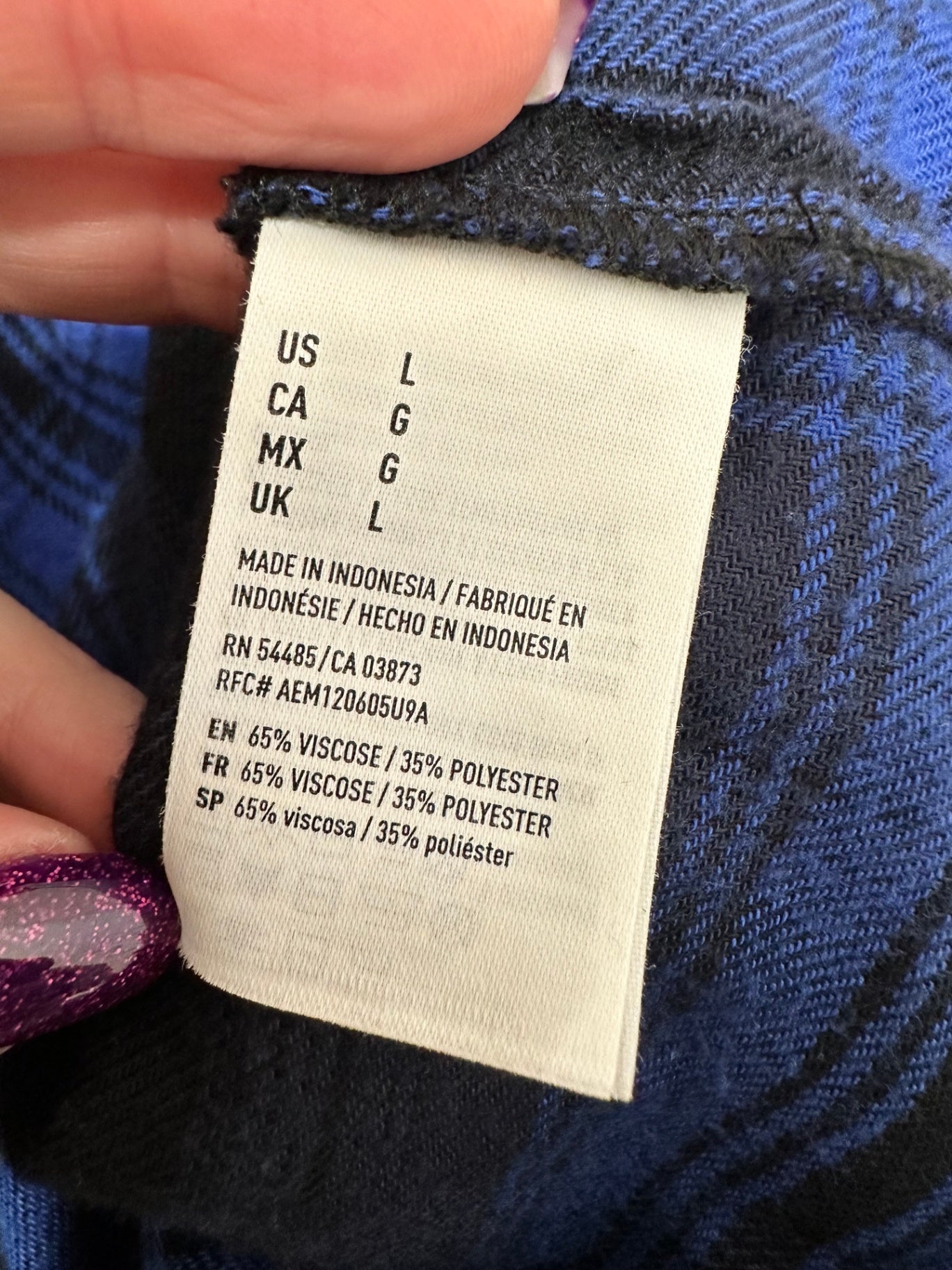 American Outfitters - Flannel Shirt - Medium Blue and black