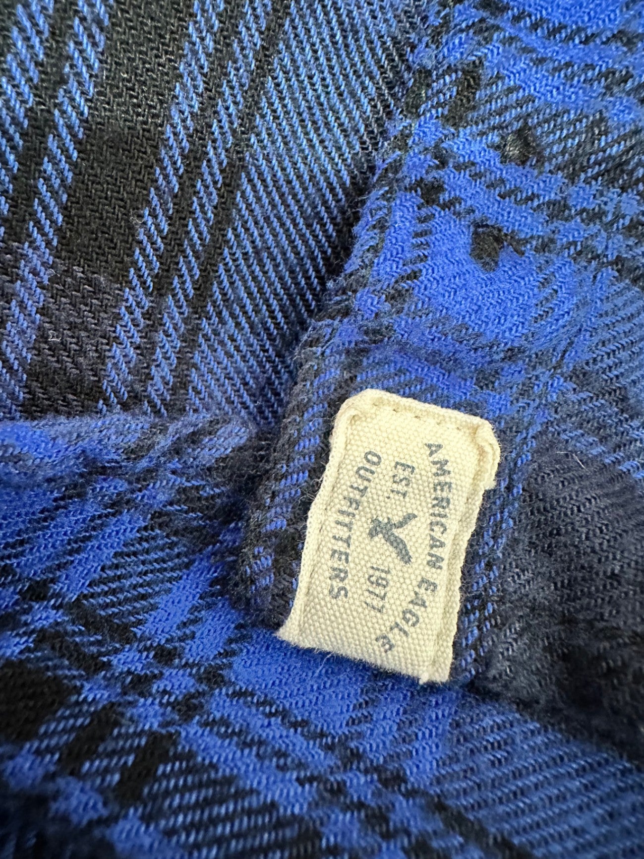 American Outfitters - Flannel Shirt - Medium Blue and black