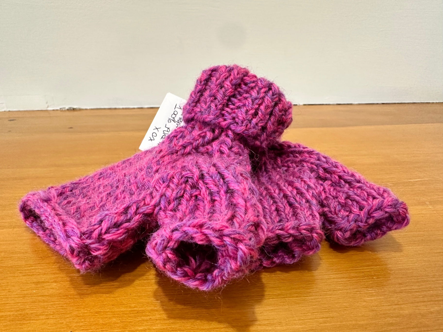 Handmade in New Brighton - 100% pure wool - Mittens - Pink & Purple