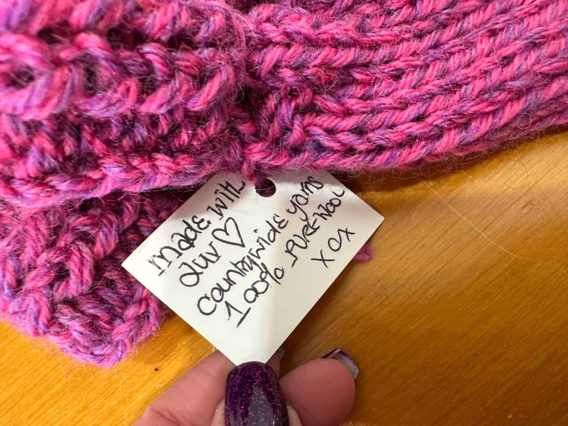 Handmade in New Brighton - 100% pure wool - Mittens - Pink & Purple