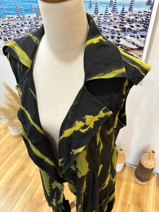 At Em Girl - Vest - Size 10 - Black and Green 'tie dye' style