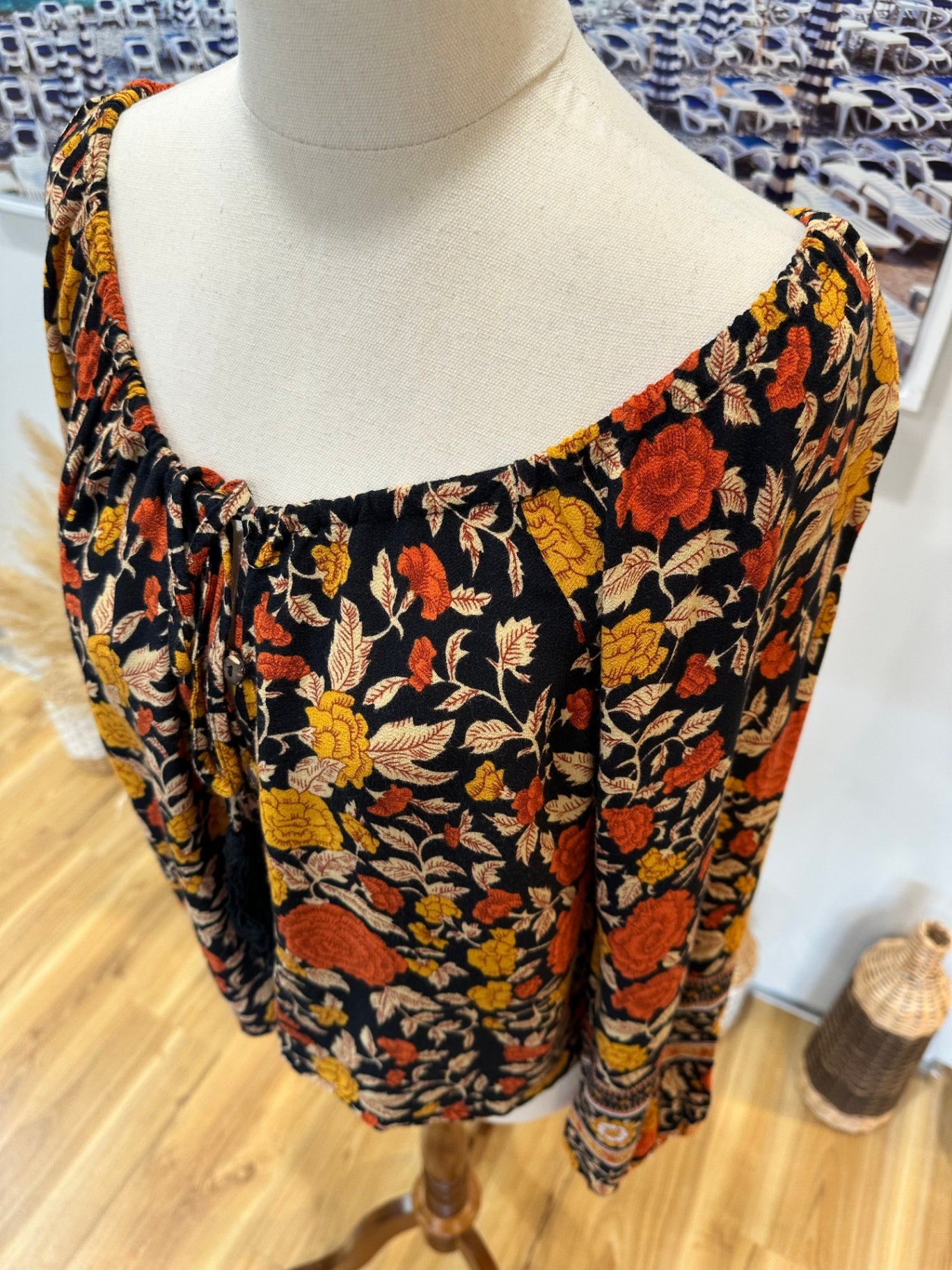 Arnhem - Blouse - Size 10 - Black, yellow, orange, beige