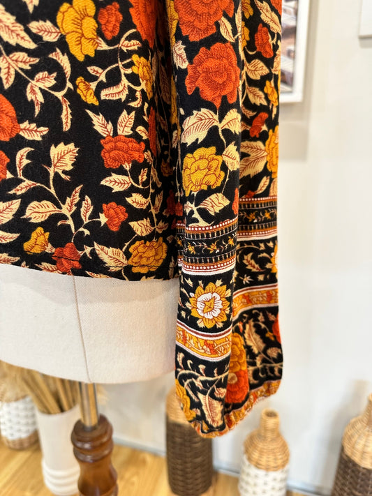 Arnhem - Blouse - Size 10 - Black, yellow, orange, beige