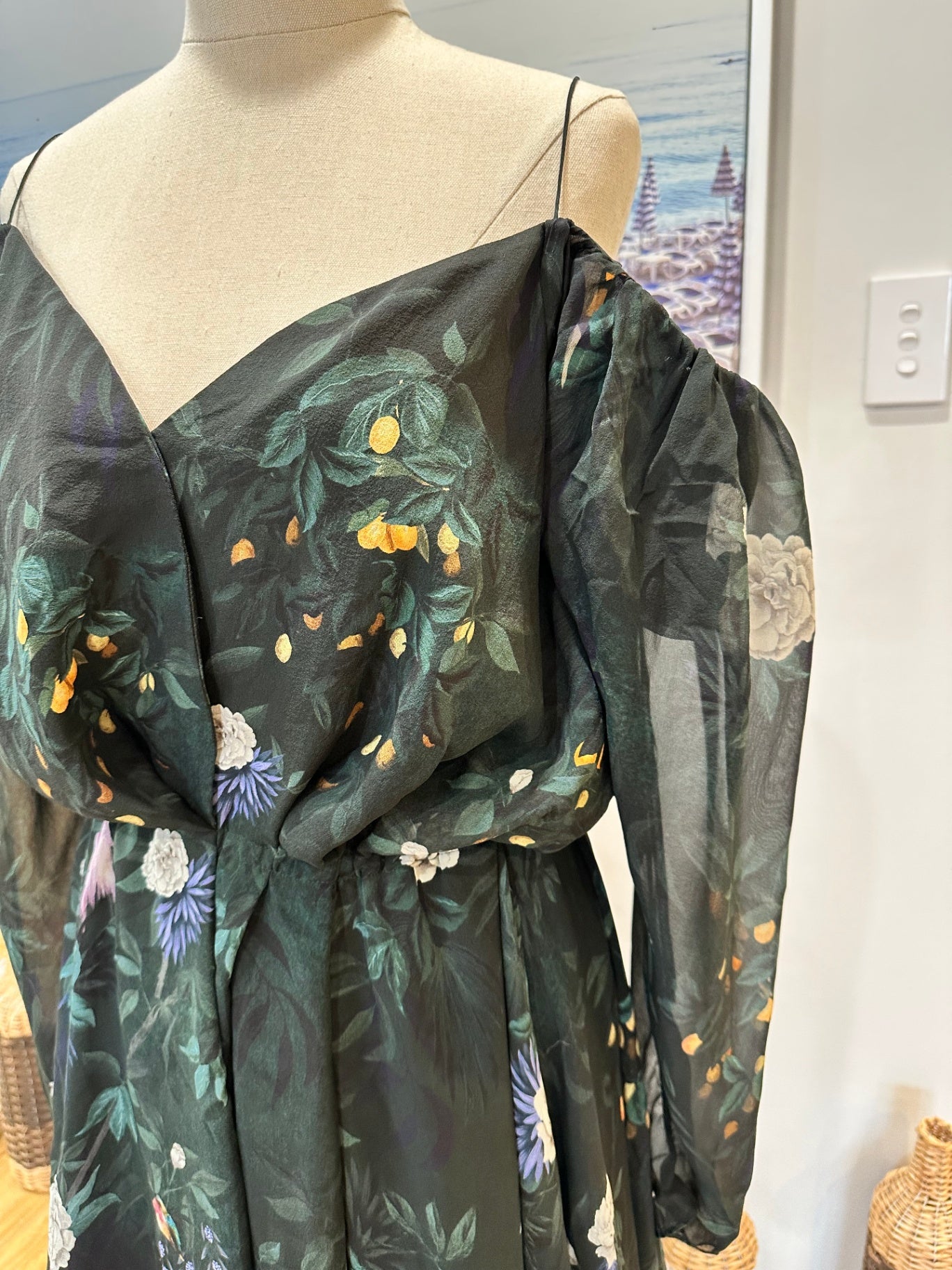Camilla + Marc - Dress - Size 10 - Black with floral pattern