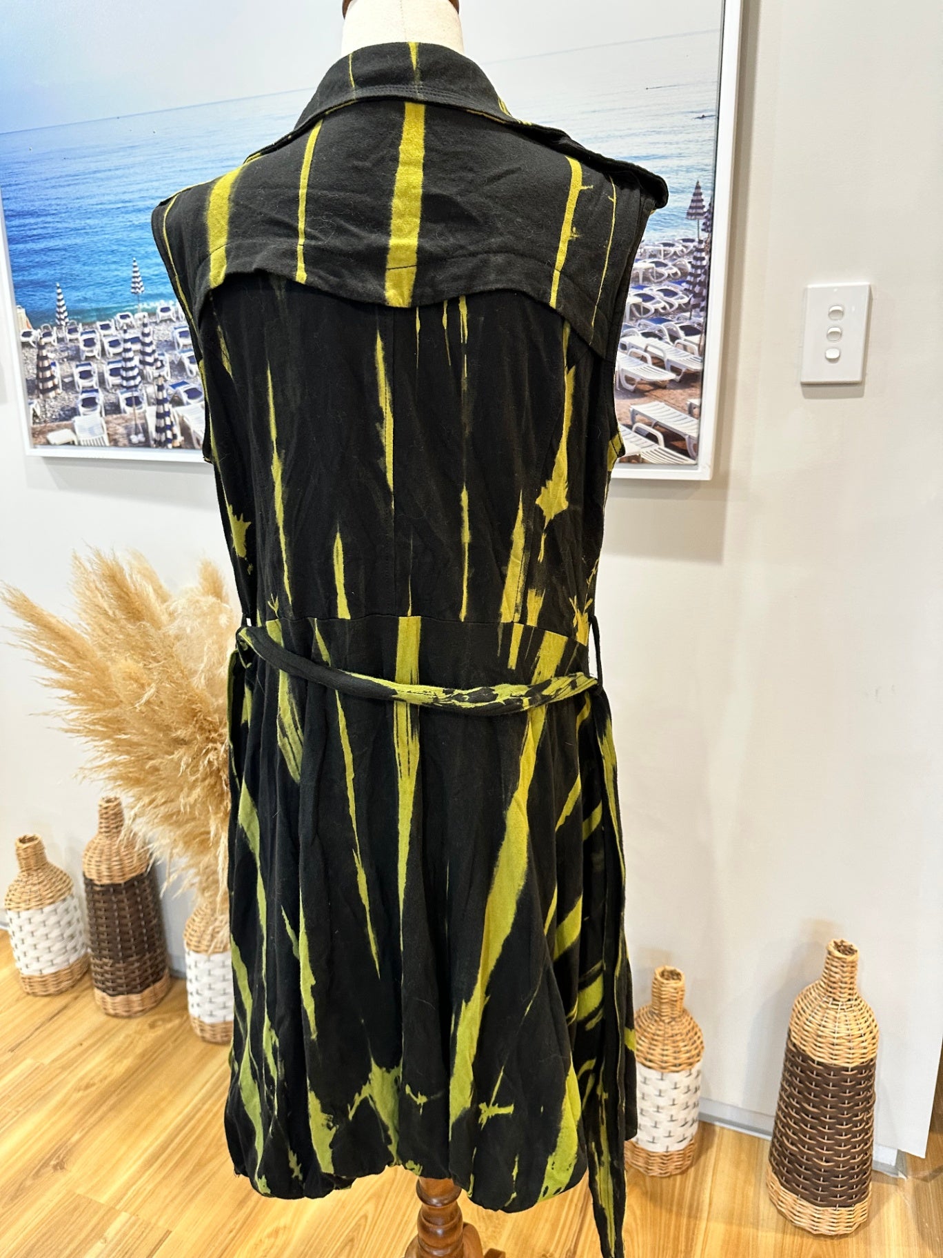 At Em Girl - Vest - Size 10 - Black and Green 'tie dye' style