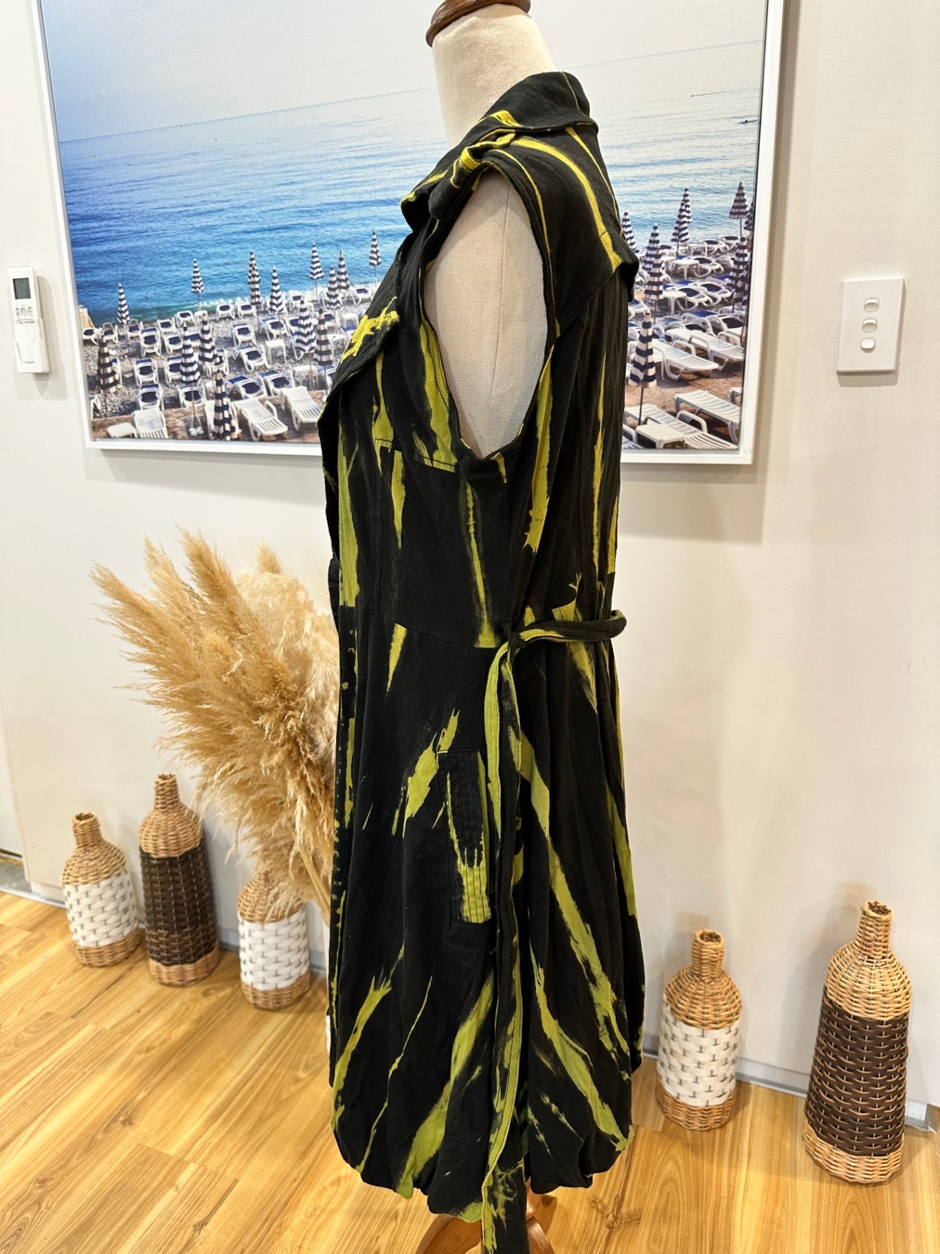 At Em Girl - Vest - Size 10 - Black and Green 'tie dye' style
