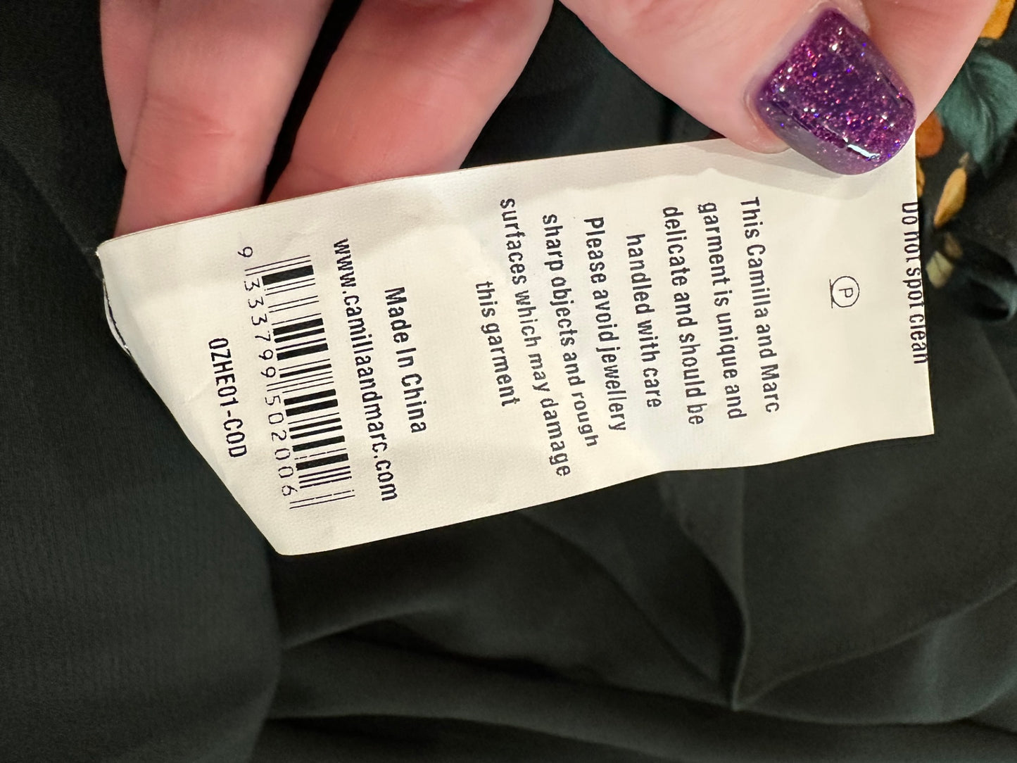 Camilla + Marc - Dress - Size 10 - Black with floral pattern