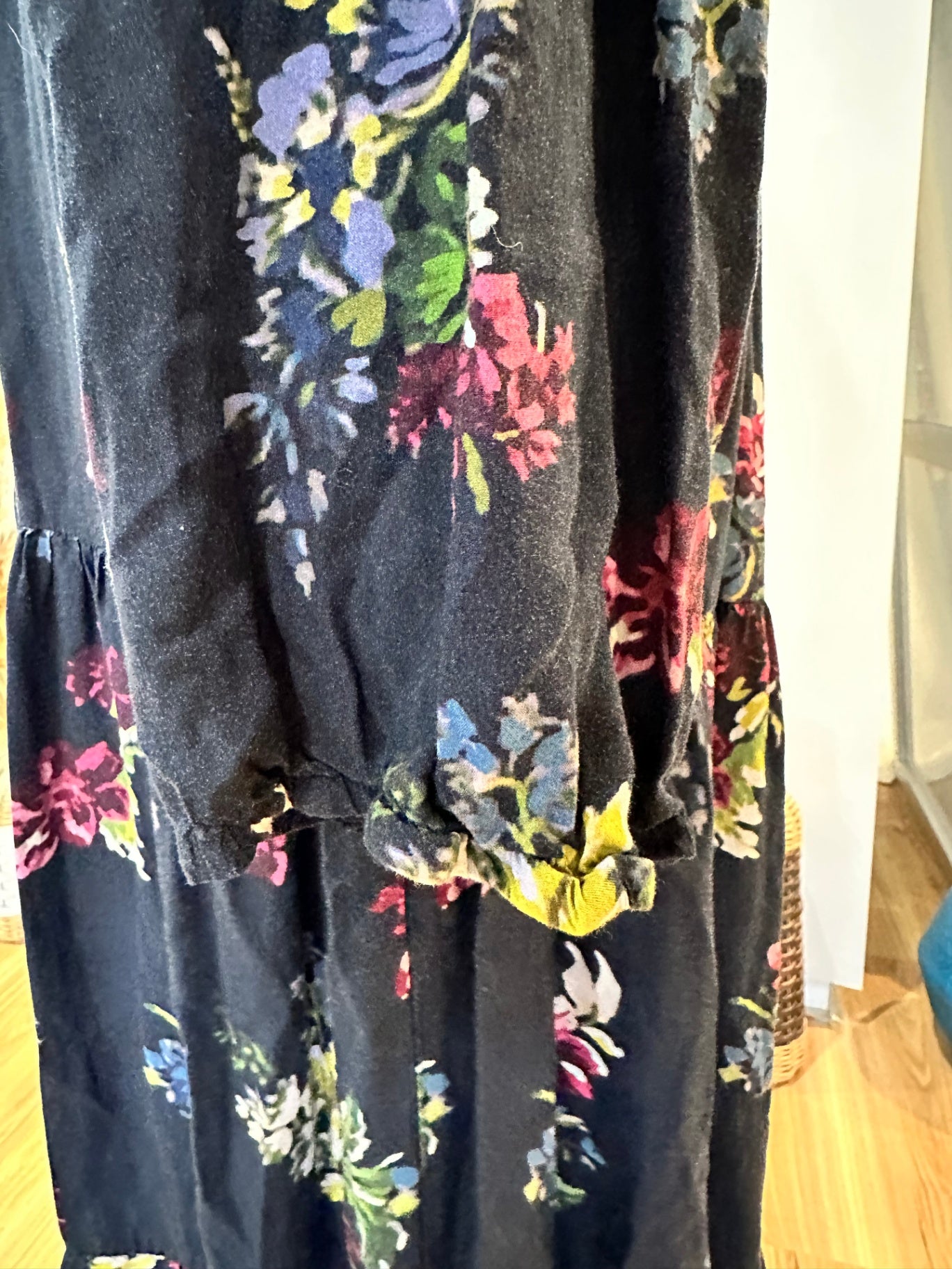 Bohemian Dress - Large - Black with floral pattern