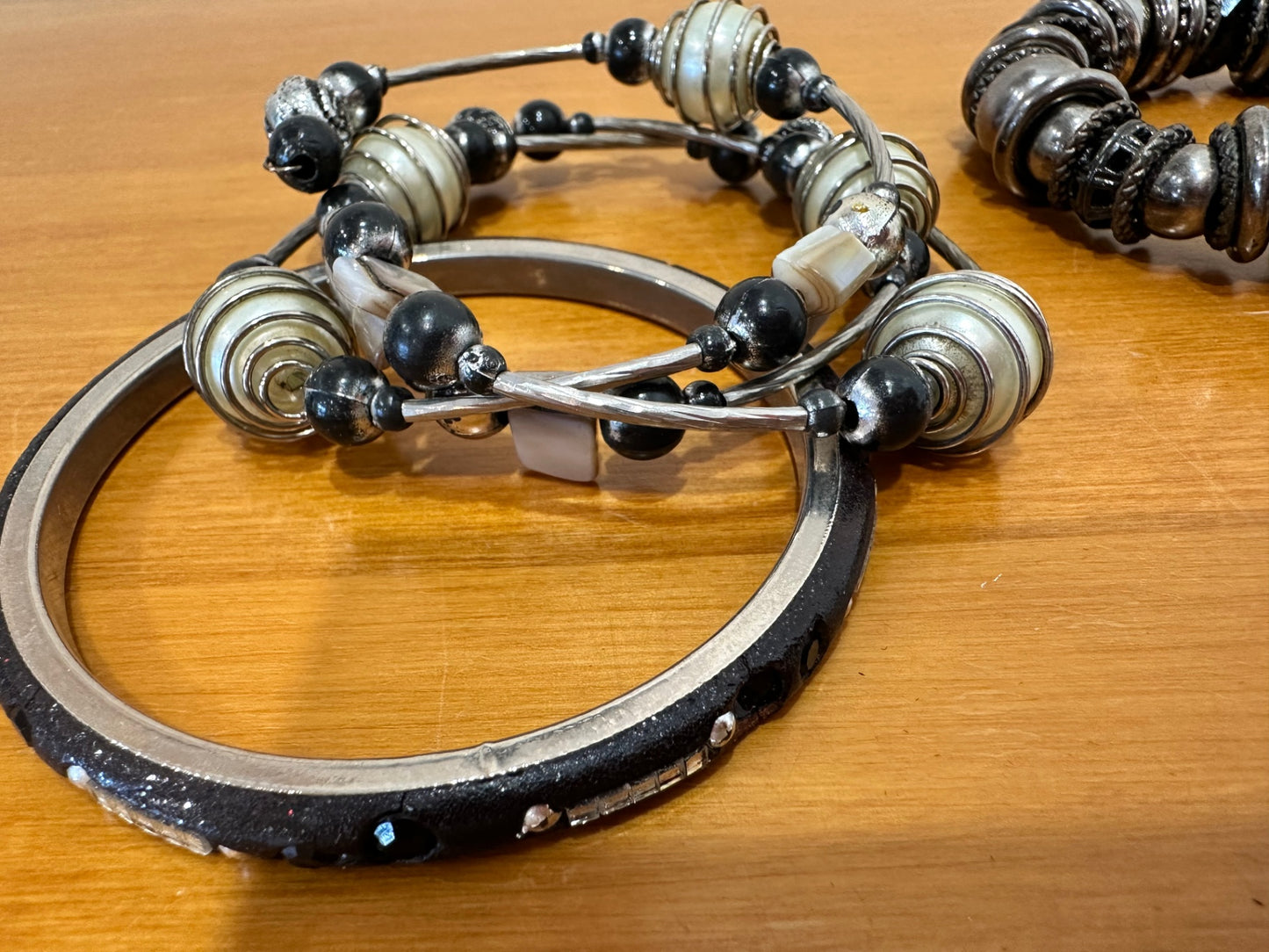 Bracelet Set - Black & Silver Tones