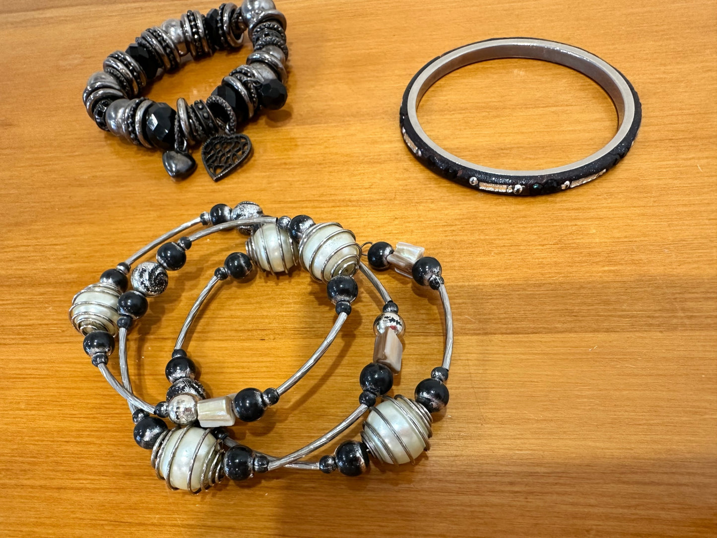 Bracelet Set - Black & Silver Tones