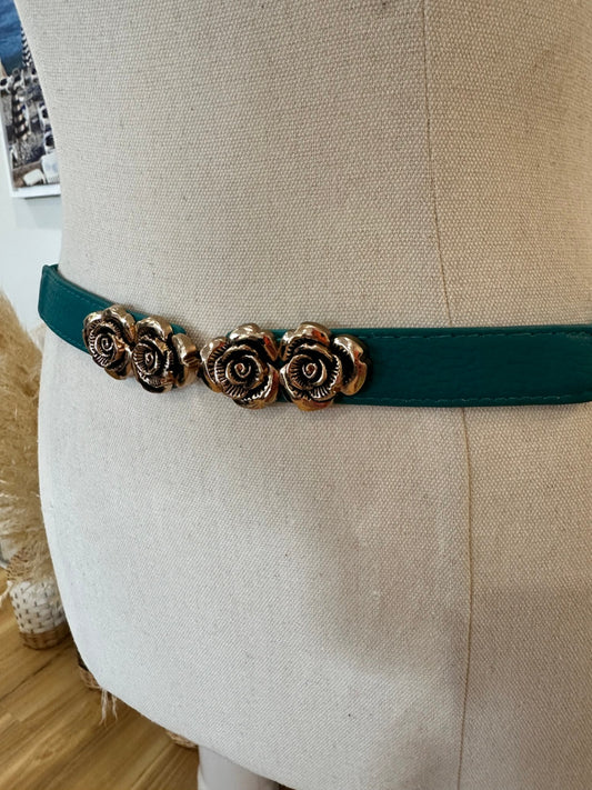 Dangerfield - Belt - Small Teal w Rose