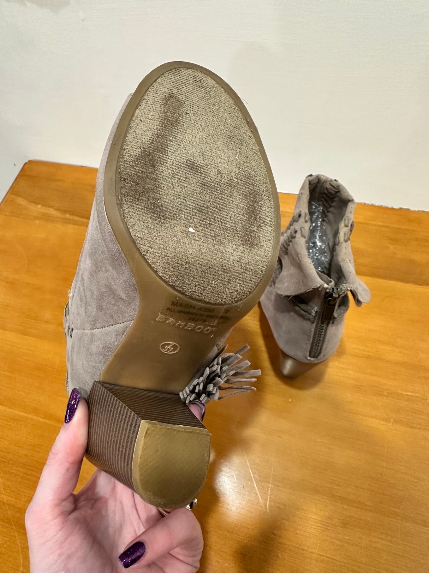 Bamboo - Ankle Boots with Peep Toe - Size 37 - Beige / Taupe