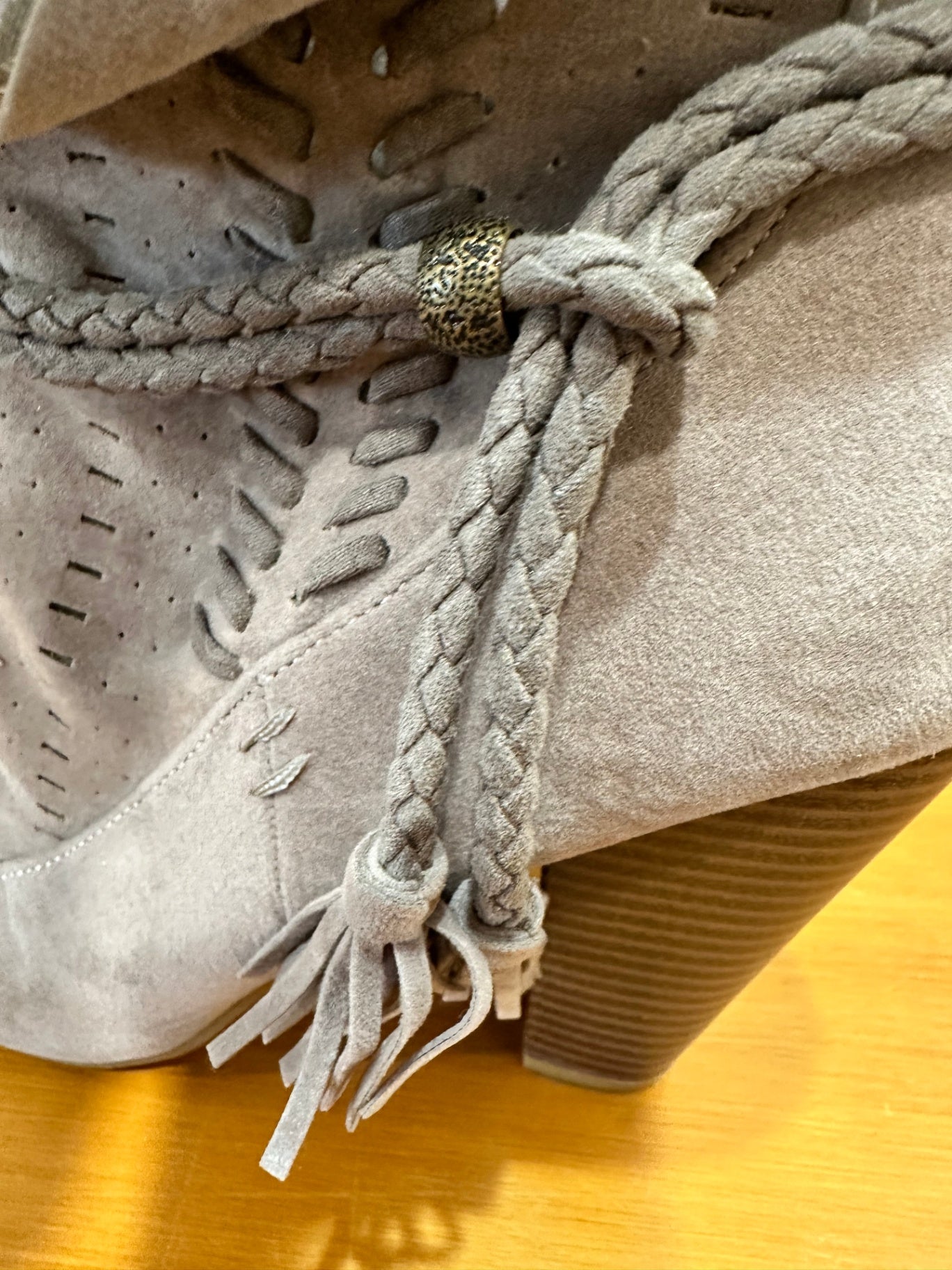 Bamboo - Ankle Boots with Peep Toe - Size 37 - Beige / Taupe