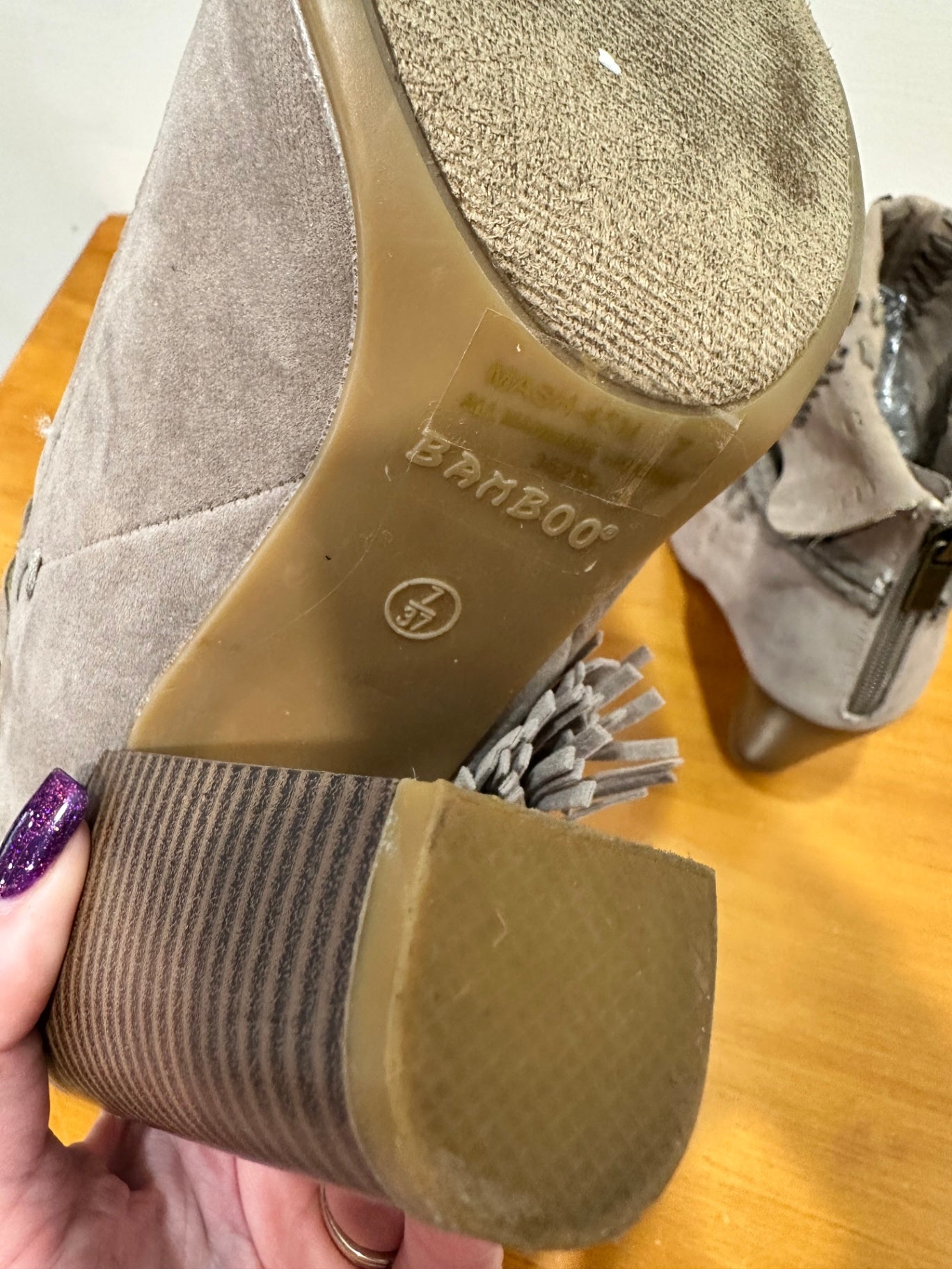 Bamboo - Ankle Boots with Peep Toe - Size 37 - Beige / Taupe