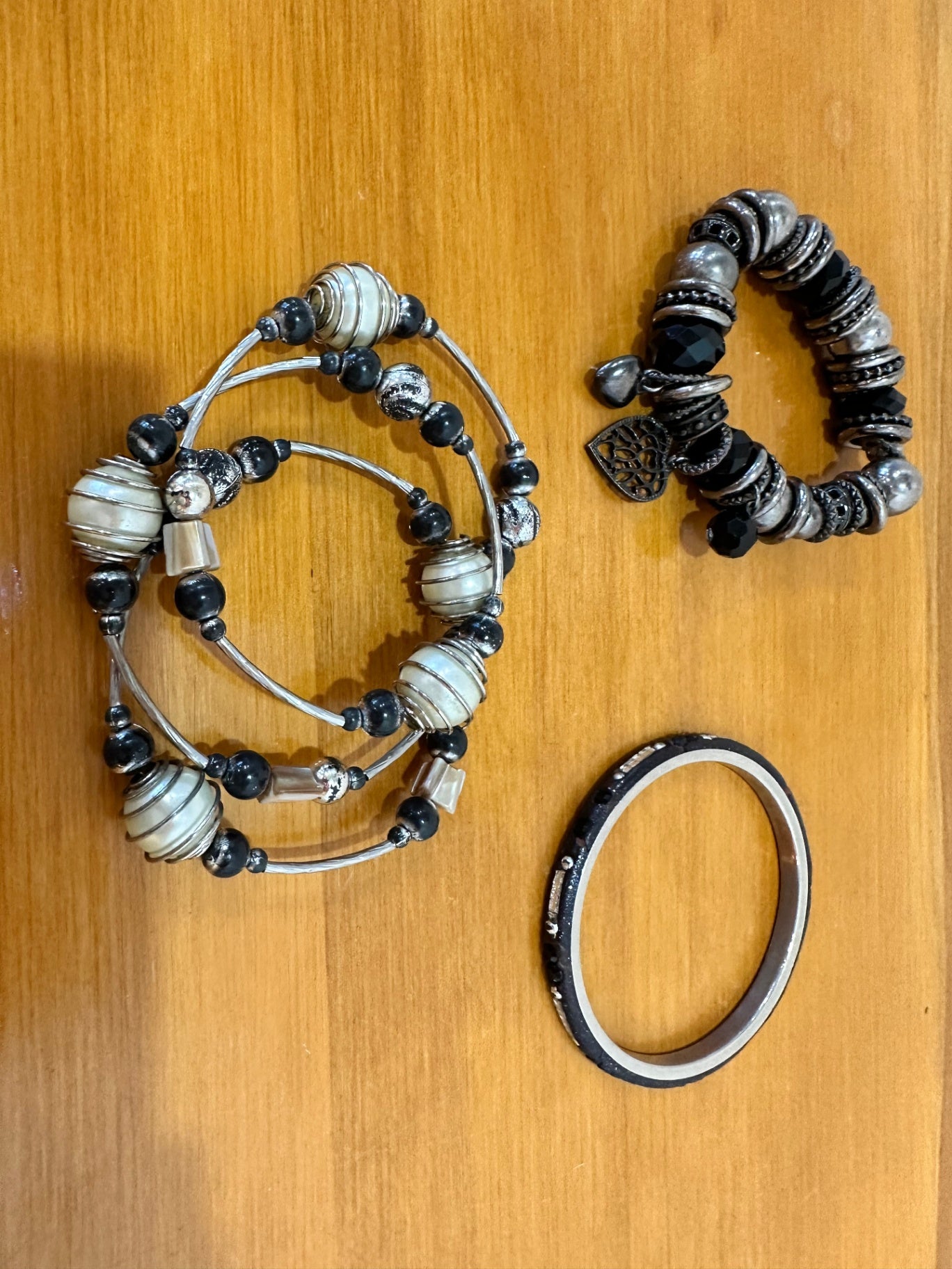 Bracelet Set - Black & Silver Tones