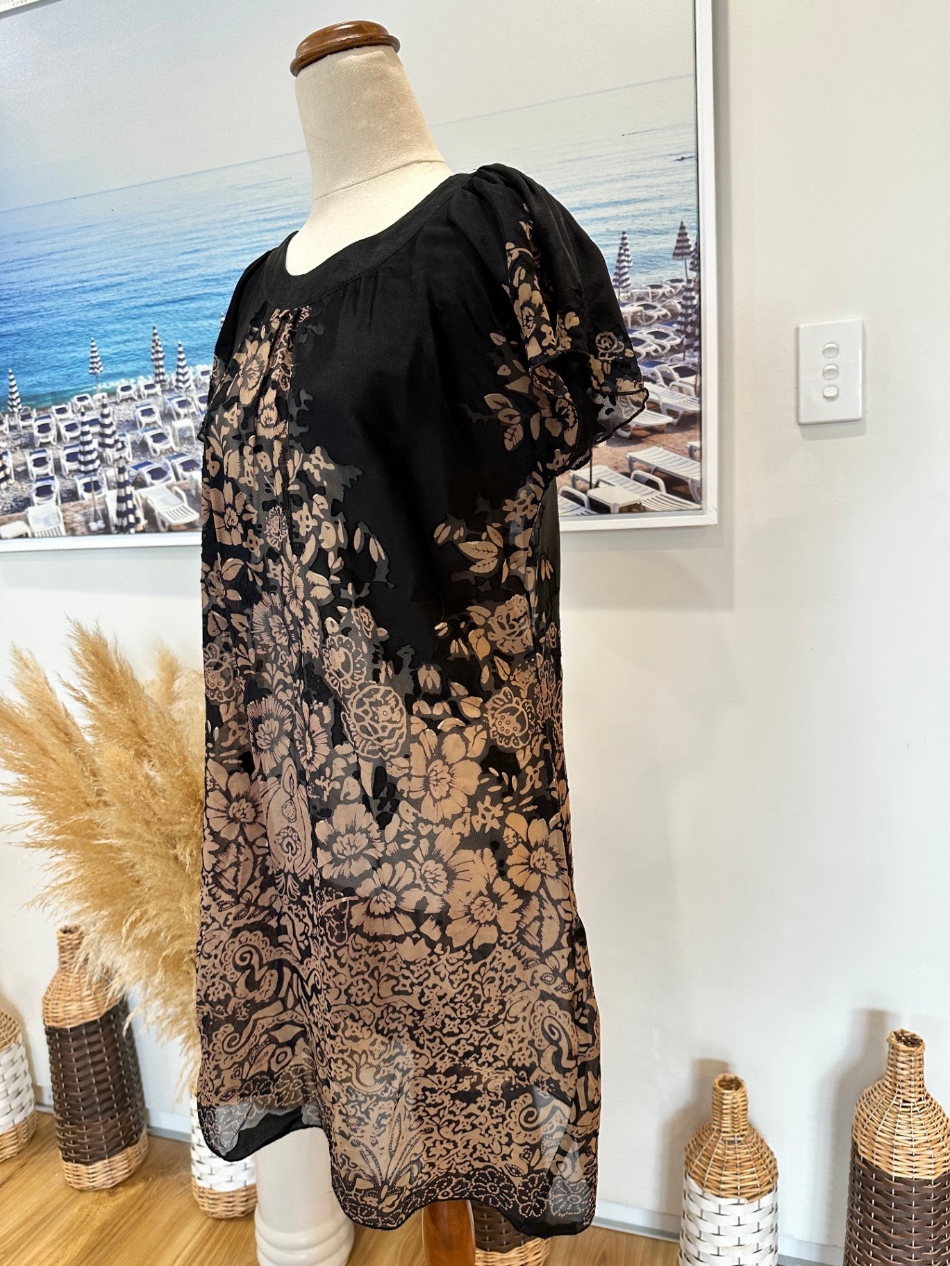 Barkins Dress 10 Black and beige