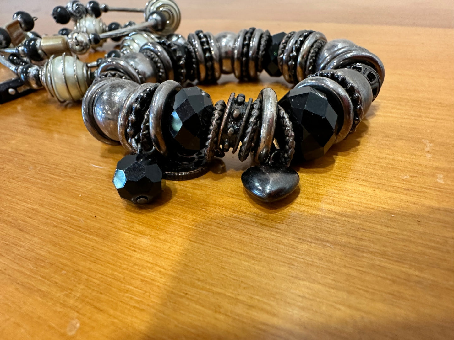 Bracelet Set - Black & Silver Tones