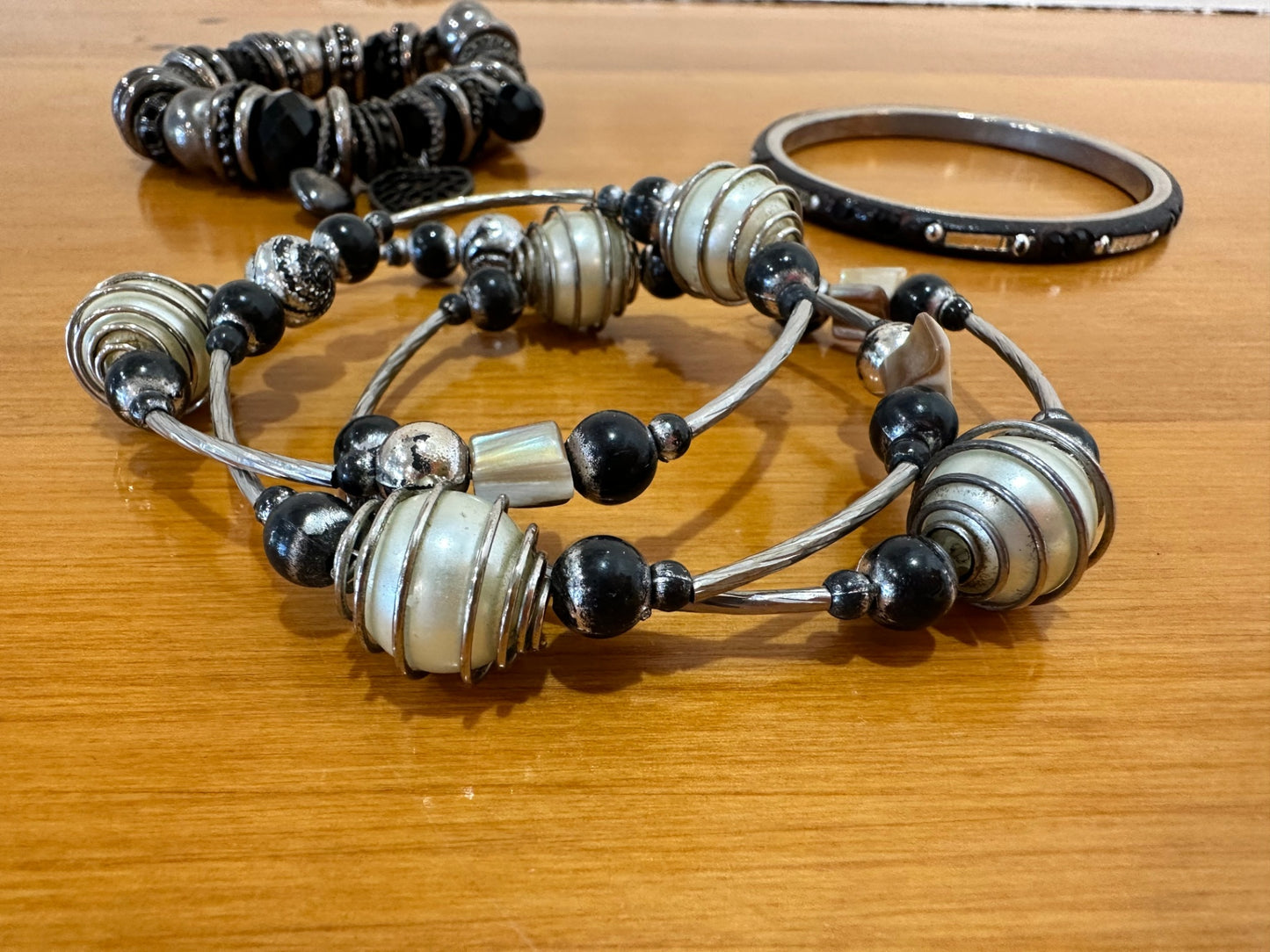 Bracelet Set - Black & Silver Tones