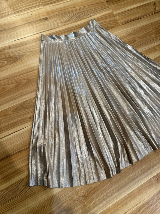Zara - Pleated Skirt - Gold - Size Small