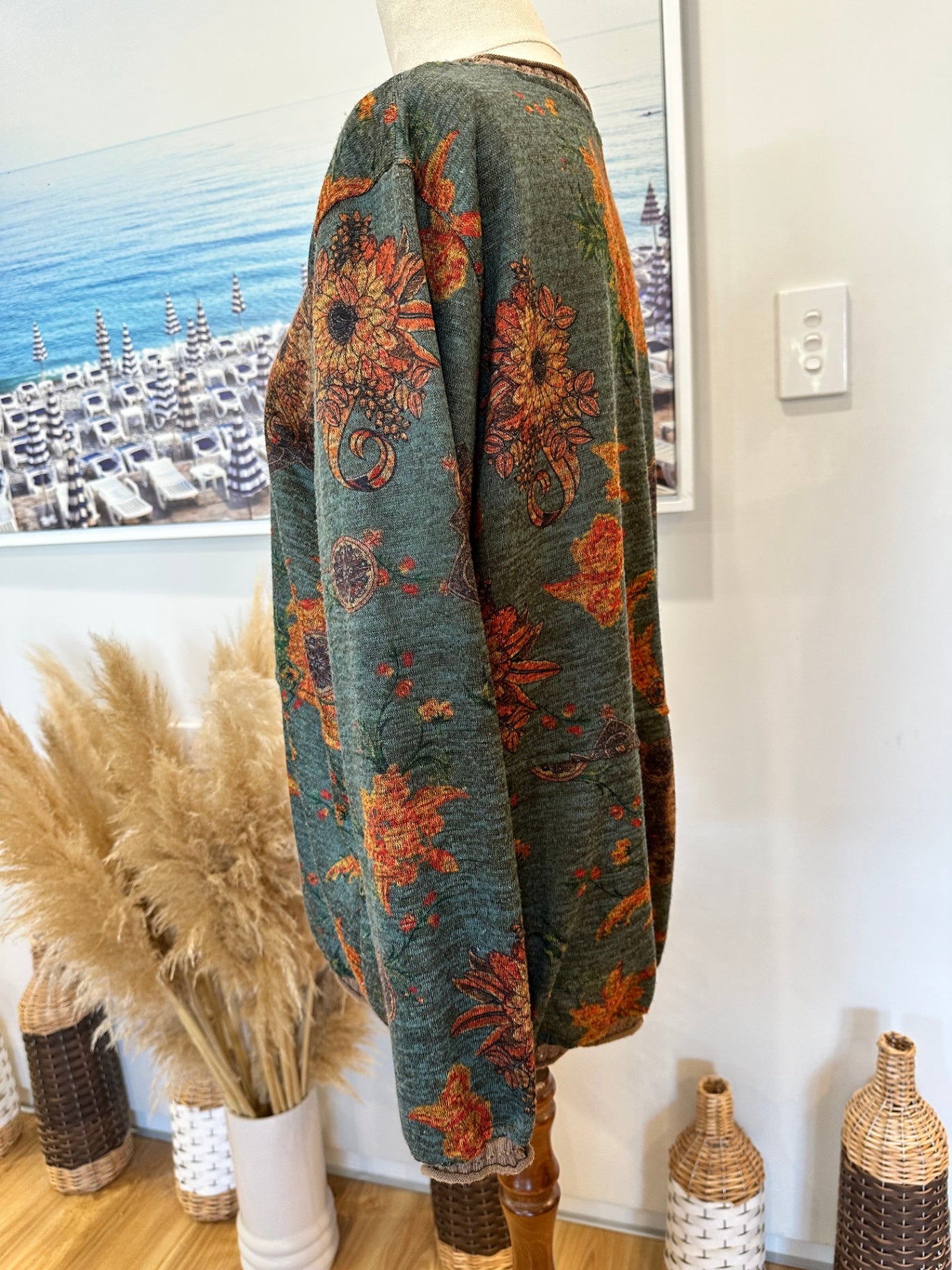 Bohemian Jumper - Afengjia - Teal & Orange