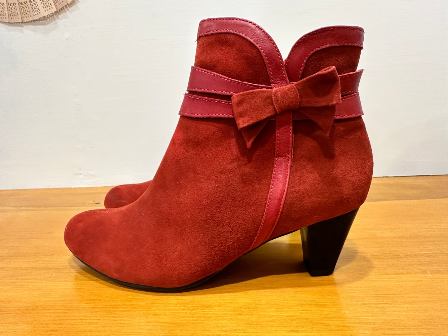 Red Suede Boots - Kumfs - Size 40.5