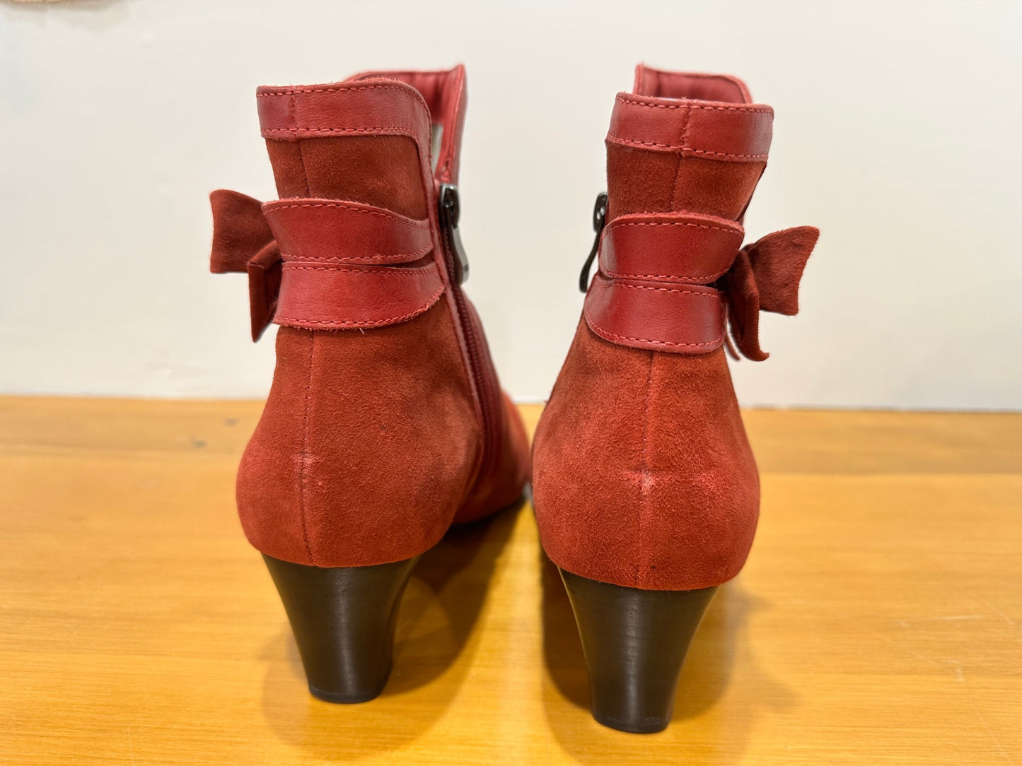 Red Suede Boots - Kumfs - Size 40.5