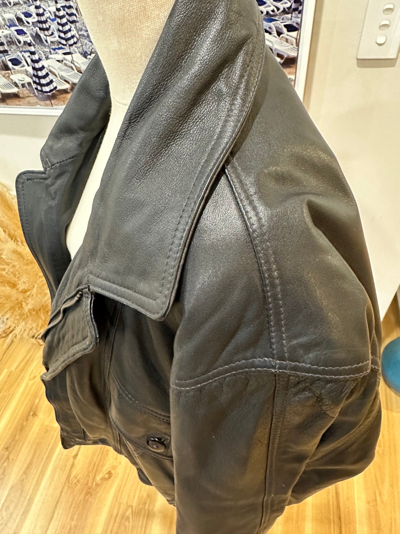 Leather Jacket - Black - Size Large