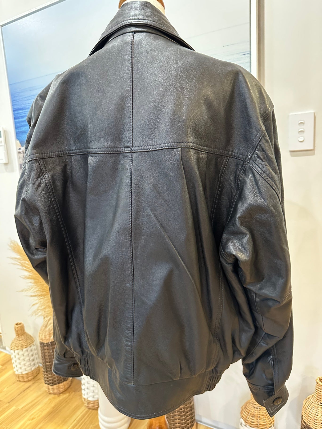 Leather Jacket - Black - Size Large
