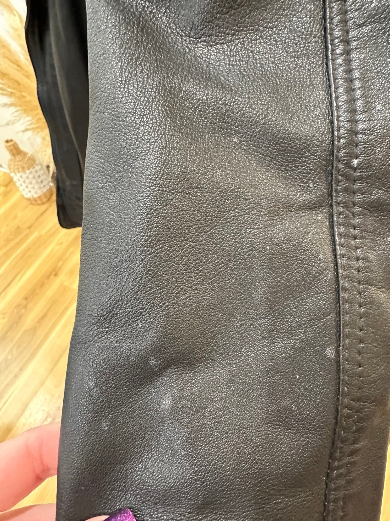 Leather Jacket - Black - Size Large