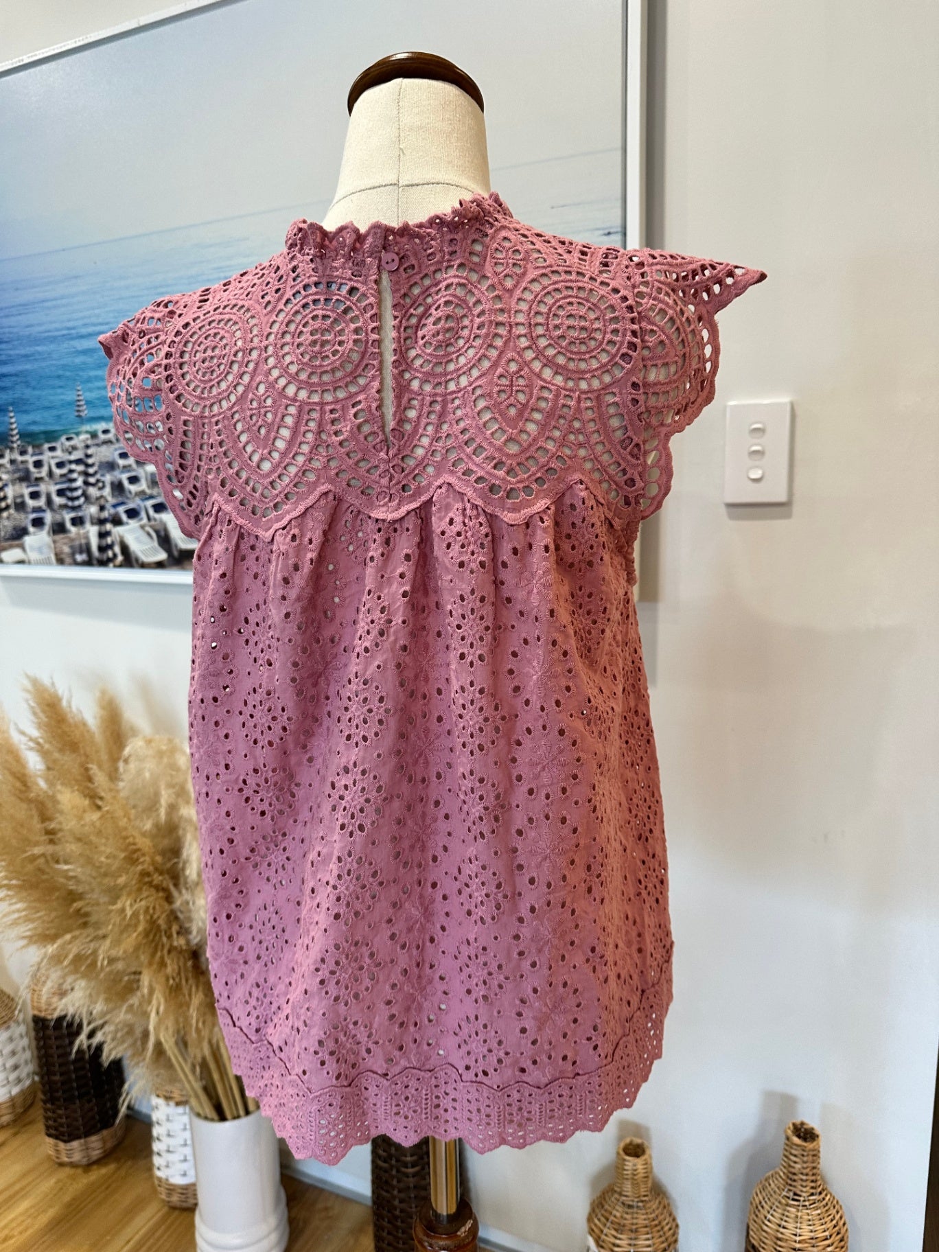 Decjuba - Lace Blouse - Size Small - Blush Pink